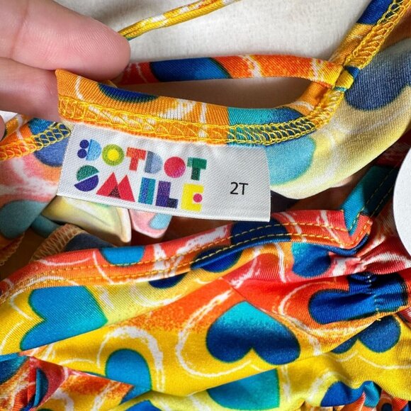 Dot Dot Smile Ballet Dress Yellow Blue Girls Rainbow Striped Heart Pattern 2T - Picture 5 of 9